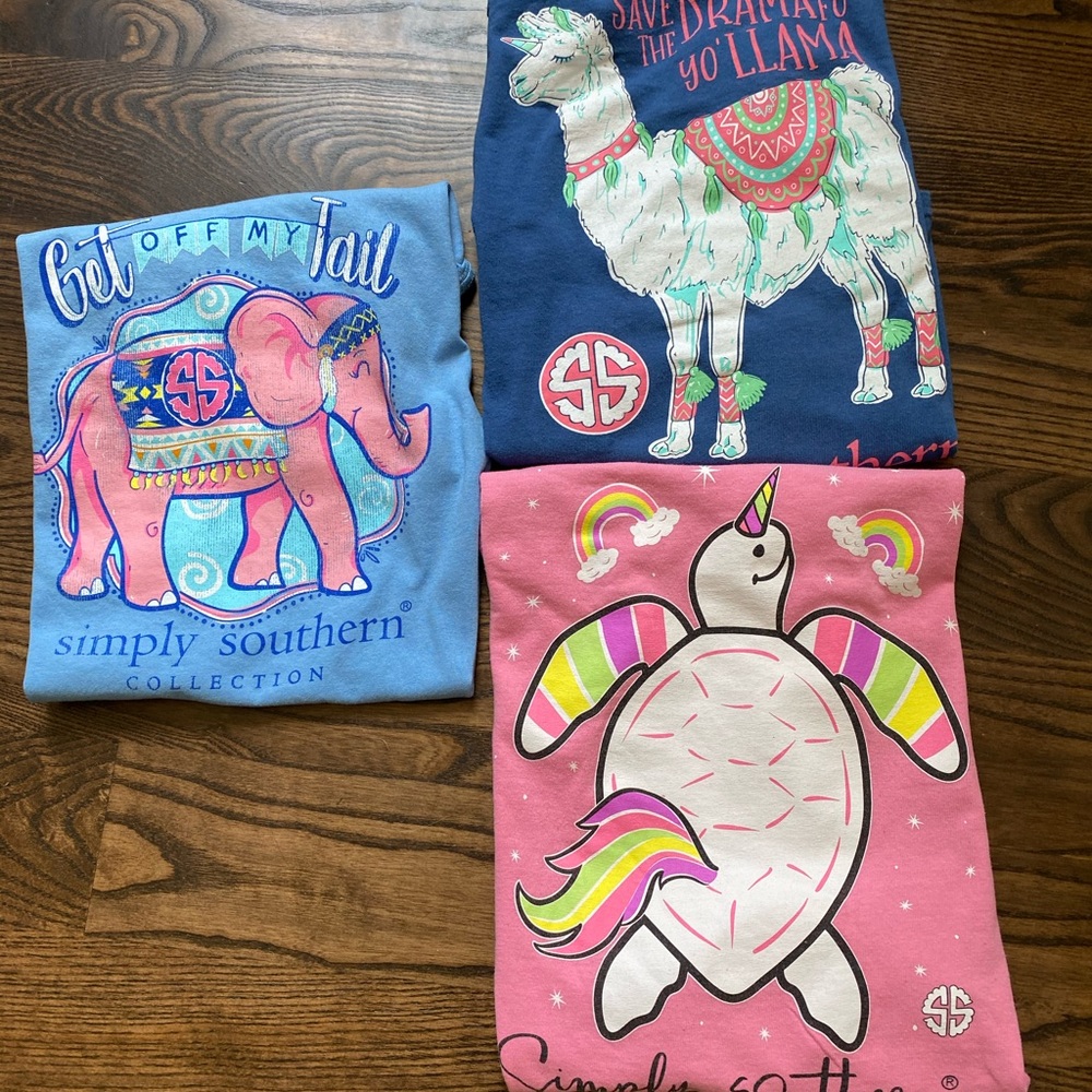 Simply Southern 3 pack tee shirts Youth S